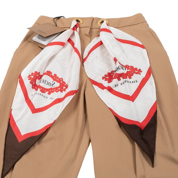 BURBERRY Tapered Pant Trouser Silk Scarf Belt SOCIETY Size 0 NWT $1190 - Picture 6 of 16